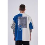 Machinist Nakkaş Levni Baskılı İndigo Gri Oversize Erkek T-shirt