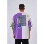 Machinist Nakkaş Levni Baskılı Mor Gri Oversize Erkek T-shirt