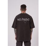 Machinist No Pouses Baskılı Kahverengi Cloudy Oversize Erkek T-shirt