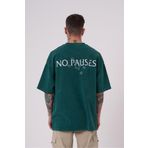 Machinist No Pouses Baskılı Petrol Yeşili Cloudy Oversize Erkek T-shirt