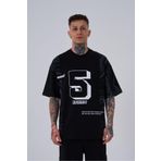 Machinist Number 5 Baskılı Siyah Oversize Erkek T-shirt