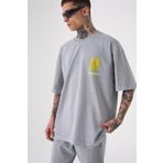 Machinist Onenıne87 Sarı Baskılı Yıkamalı Oversize Erkek T-shirt