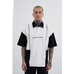 Machinist Piping and Contrast Siyah Ekru Baskılı Polo Erkek T-shirt