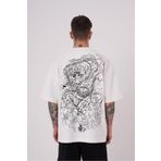 Machinist Premium Aristotales High Baskılı Ekru Oversize Erkek T-shirt