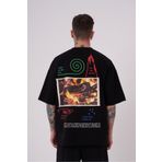 Machinist Premium Aristoteles Basklı Siyah Oversize Erkek T-shirt