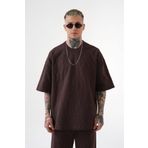 Machinist Premium Candy Flamlı Kahve Oversize Erkek T-shirt