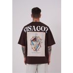 Machinist Premium Pisagor Basklı Kahverengi Oversize Erkek T-shirt
