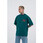 Machinist Raw Crossbreed Petrol Yeşili Detaylı Oversize Erkek T-shirt