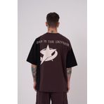 Machinist Ripped Kahverengi Technical Nakışlı Oversize Erkek T-shirt