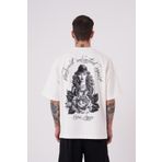 Machinist Rose Ekru Baskılı Oversize Erkek T-shirt