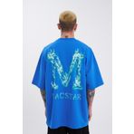 Machinist Smoked Macstar Baskılı Mavi Oversize Erkek T-shirt