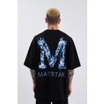 Machinist Smoked Macstar Baskılı Siyah Oversize Erkek T-shirt