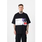 Machinist Sylvester Siyah Baskılı Oversize Erkek T-shirt