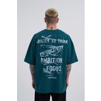 Machinist Tape Baskılı Petrol Cloudy Oversize Yıkamalı Erkek T-shirt