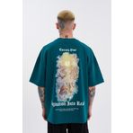 Machinist Turning Your Imagination Petrol Baskılı Oversize Erkek T-shirt