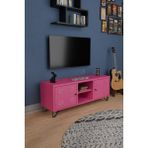 Machinist Tv Ünitesi - Metal Televizyon Sehpası - 135 cm - Pastel Renk - Endüstriyel Tip - Pembe