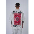 Machinist Vintage Memories Gri Baskılı Oversize Erkek T-shirt