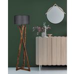 MAÇKA YANIK AHŞAP LAMBADER SİLİNDİR HASIR SİYAH ABAJURLU