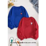macklin Sevgili Çift Kombin Hello Kitty Spiderman Göğüs Baskılı Bisiklet Yaka Sweatshirt 2li Set Takım