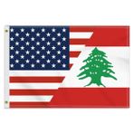 MacLand 2 × 3 FT Lübnan Amerika Dostluk Bayrağı, Orta 60×90CM 150D Lübnan ABD Dış Mekan Afişi, Pirinç Gromment ile Veranda Bahçe İçin Çift Taraflı Baskı Amerikan Dekoru