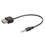 Maclean MCTV-693 Kablo JACK 3,5 mm OTG (On-The-Go) Adaptör USB HOST High Speed Auto AUX Soket Siyah Dişi Kablo Adaptörü Audio