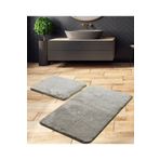 MACRO HOME Peluş Gri Kaymaz Taban 2'li Banyo Paspası Takımı 80 X 50 / 50 X 40 Cm