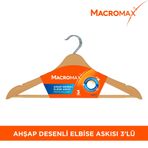Macro Max Ahşap Desenli Plastik Elbise Askısı 3'lü Paket
