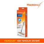 Macromax Famous+ Düz Mop Yer Temizlik Sistemi, Islak ve Kuru Kullanım, 360 Döner Başlıklı Pratik Paspas - Turuncu
