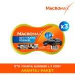 Macromax Oto Temizlik Süngeri 3 Adet Araç Yıkama Süngeri Avantaj Paket Araba Bakım Oto Yıkama Büyük Boy Araç Temizlik Süngeri