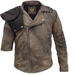 Mad 4 Fury Road Film Kostümü - Tom Avustralya Eskitilmiş Dayanıklı Kahverengi Max Biker Ceket - Erkekler için Motosiklet Deri Ceket, kahverengi, XL