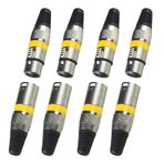 MAD OWL 3-pin XLR Kablo Konektörü Erkek ve Dişi DMX Sinyal Kablosu veya Ses Mikser Mikrofon Konektörü (Metal Kabuk 4 Takım Sarı)