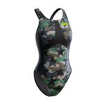 Mad Wave M1460-20 Kadın Antichlor Criss Cross Koyu Yeşil Yüzücü Mayo