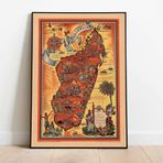 Madagaskar Haritası Sanatsal Duvar Dekorasyon Poster 60x90cm.