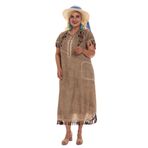 MADAM LUCKY 2053 Kol Ve EtekUcu Püskül Viscon Batik Elbise