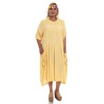MADAM LUCKY 8136 Çizgili Cepli Viscon Elbise