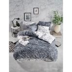 Madam Marica Pamuklu Ranforce Light Marble Nevresim Takımı Tek Kişilik - 160 x 220 cm - Antrasit - Gri
