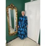 Madam Sisu Kadın Kooperatifi Viskon Elbise Tesettür Elbise Yazlık Elbise - 00404 Mavi - 44 - 46
