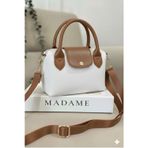Madame Beyaz Mini Deri Kadın Çapraz Askılı Çanta 24x15 CM