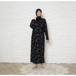 Madame Clara Yandan Bağlamalı Kadın Mevsimlik Namaz Elbisesi, Terletmeyen Namaz Kıyafeti, Dökümlü Ferace - Siyah - 2XL