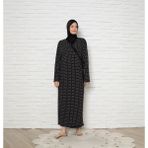 Madame Clara Yandan Bağlamalı Kadın Mevsimlik Namaz Elbisesi, Terletmeyen Namaz Kıyafeti, Dökümlü Ferace - Siyah