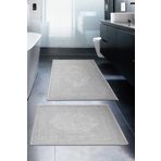 Madame Clean Home Lotus 2'li Pamuklu Klozet Takımı, Gri Banyo Paspas Seti