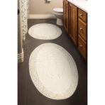 Madame Clean Tiffany Oval 2'li Pamuklu Klozet Takımı Krem Banyo Paspas Seti - 60x100 50x60