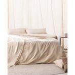 Madame Coco Adrien Çift Kişilik %100 Pamuklu Çizgili Kapaklı Çarşaflı Nevresim Takımı - Bej - 200 x 220 cm