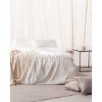 Madame Coco Adrien Çift Kişilik %100 Pamuklu Çizgili Kapaklı Çarşaflı Nevresim Takımı - Ekru - 200 x 220 cm