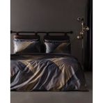 Madame Coco Aleon King Size Baskılı - 300TC Saten Çarşaflı Nevresim Takımı - Lacivert - 240 x 220 cm