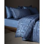 Madame Coco Belda Çift Kişilik Jakarlı Saten Nevresim Takımı - Lacivert - 200 x 220 cm