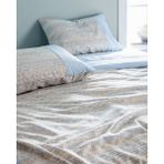 Madame Coco Burnel King Size %100 Pamuk Madame Coco Crep Baskılı Çarşaflı Nevresim Takımı - Mavi/Bej - 240 x 220 cm - Mavi - Bej