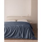 Madame Coco Ciel Çift Kişilik %100 Pamuk Saten Nevresim - Koyu Mavi - 200 x 220 cm