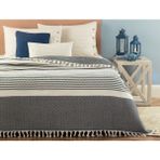 Madame Coco Denney King Size Yatak Örtüsü - Ekru / Indigo - 220 x 240 cm - Ekru - İndigo