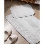 Madame Coco Emele Açık Gri 2'li Banyo Paspası Yumuşak Polyester Dikdörtgen Şekil - 60 x 100 cm